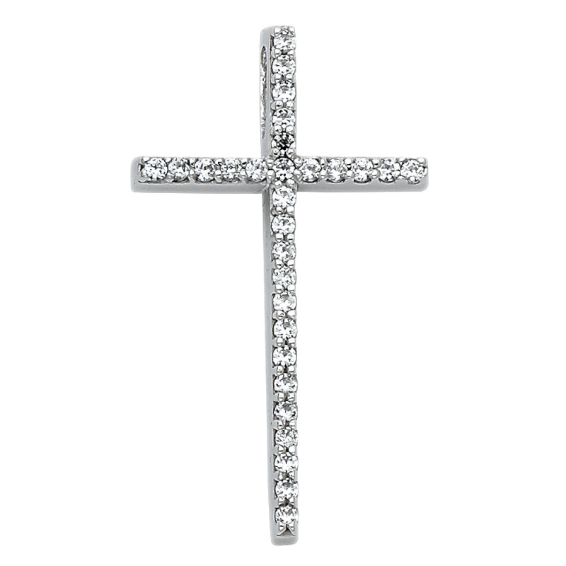 14K Gold Fancy Cross Cz Studded Religious Pendant