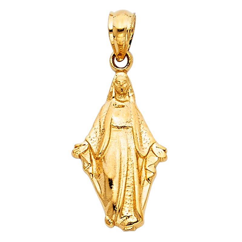 14K Gold Religious Milagrosa Charm Pendant