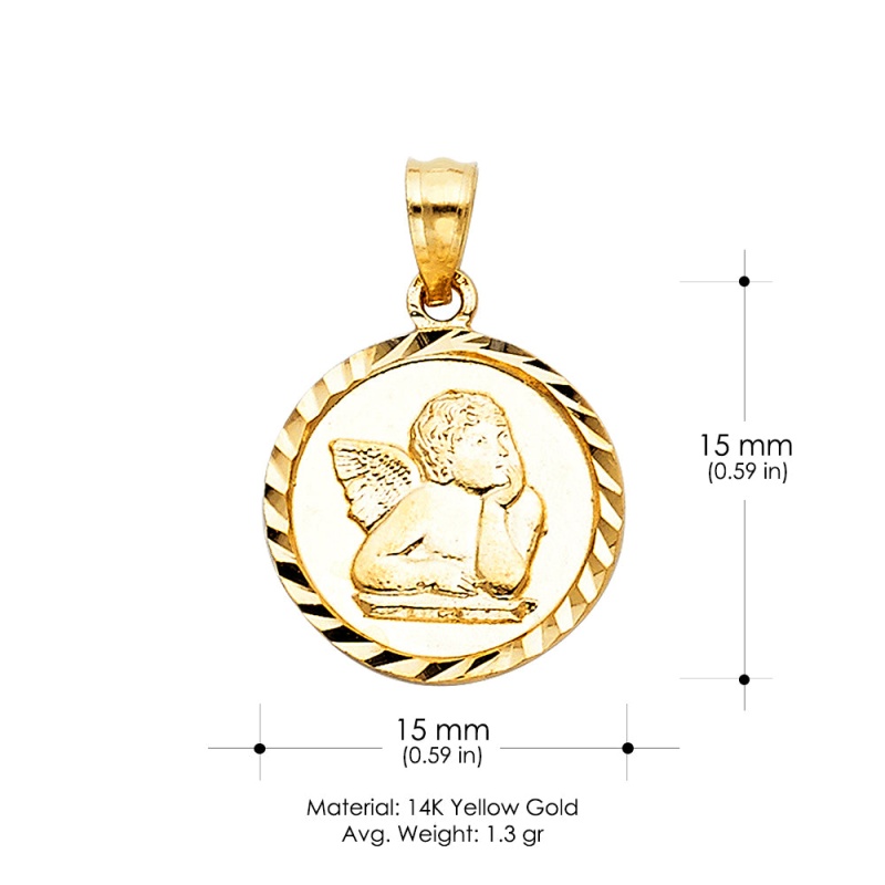 14K Gold Religious Angel Charm Pendant