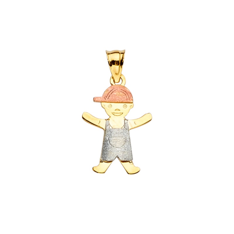 14K Gold Smiley Boy Charm Pendant