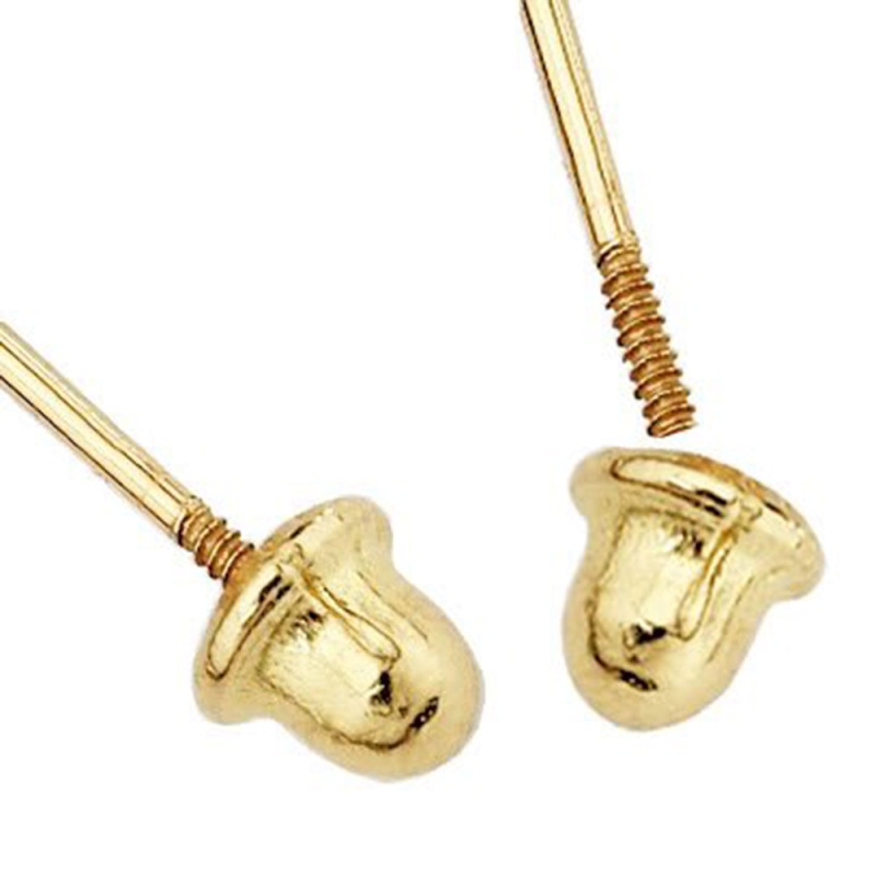 14K Gold Cz Horse Shoe Lucky Charm Stud Earrings