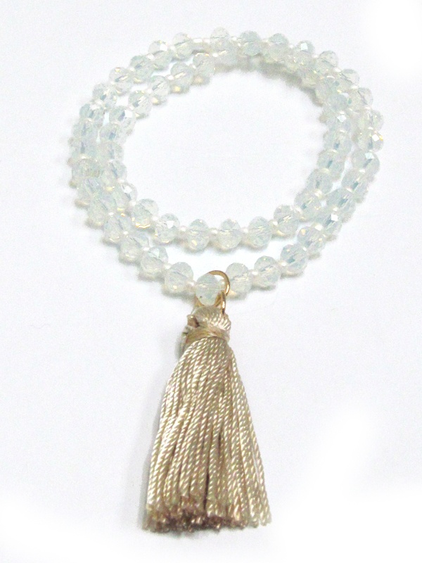 Glass Beads With Pom Pom Tassel Wraparound Bracelet
