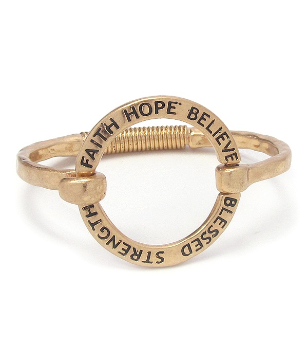 Religious Inspiration Ring Bangle Bracelet - Faith Hope Believe