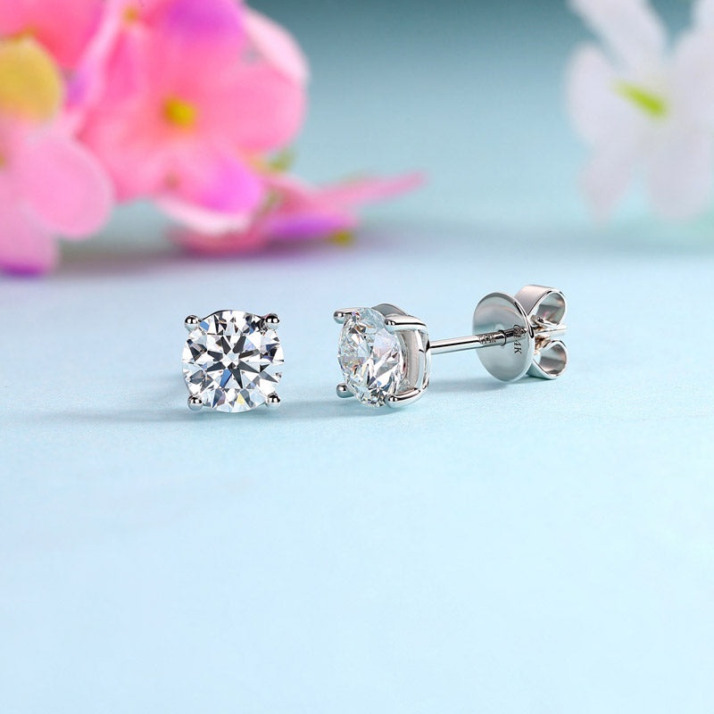 1-Carat Lab-Grown Diamond Earrings, Total 2 Carats