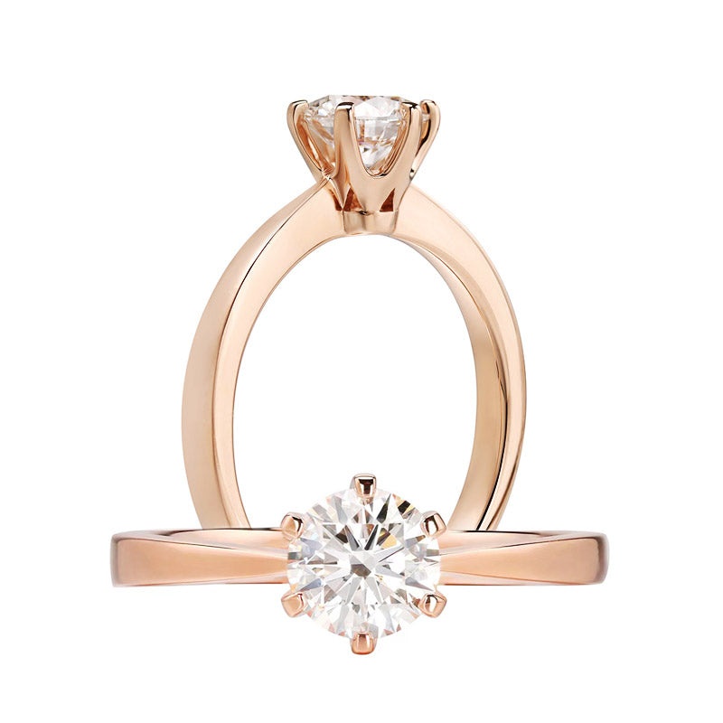 0.8 Carat Lab Grown Diamond Ring 6 Claws Rose Gold