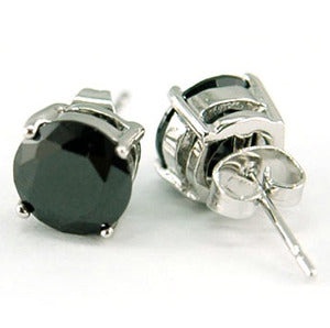 6 Mm Black Created Cubic Zirconia Round Stud Mens Earrings