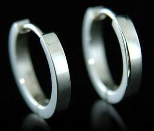 Mens Solid Stainless Steel Polish Huggie Earrings Mm