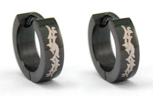 Black Gothic Stainless Steel Hoop Men's Earrings