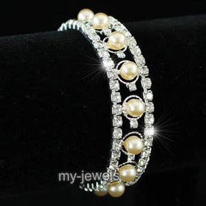 Bridal Wedding Peach Cream Pearl Bracelet