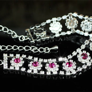 Bridal Purple Flower Crystal Bracelet