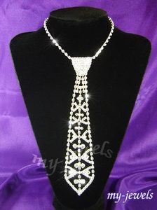 Bridal Prom Crystal Rhinestone Necktie Necklace