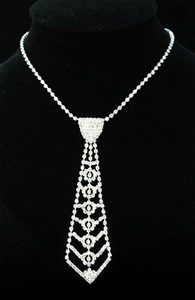 Bridal Prom Crystal Rhinestone Necktie Necklace