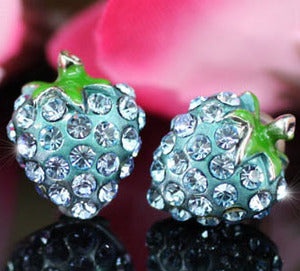 Blue Strawberry Stud Earrings Use Austrian Crystal