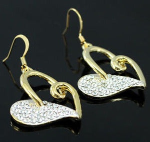 Heart Gold Plated Earrings Use Swarovski Crystal