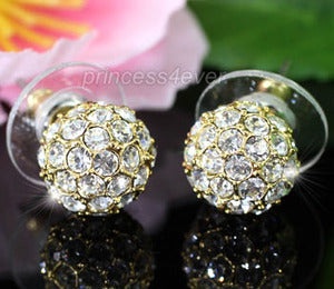 Ball Stud Gold Plated Earrings Use Austrian Crystal