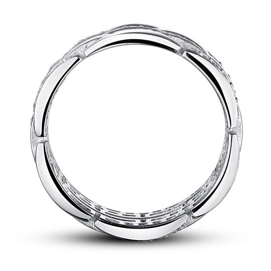 Simulated Diamond 925 Sterling Silver 1 Cm Band Wedding Anniversary Ring Xfr8005