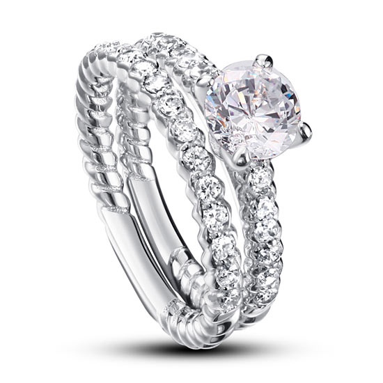 My-jewels Simulated Diamond Wedding and Engagement Ring Set