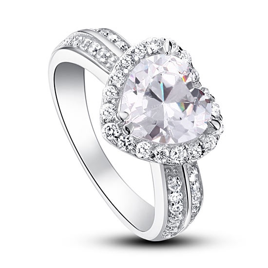 2 Carat Heart Cut Simulated Diamond 925 Sterling Silver Wedding Anniversary Ring Xfr8011