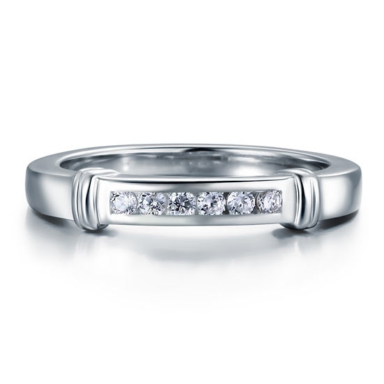 Simulated Diamond Solid Sterling 925 Silver Wedding Ring Xfr8044