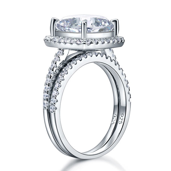 925 Sterling Silver 2 Pcs Wedding Engagement Ring Set 5 Ct Simulated Diamond Xfr8205