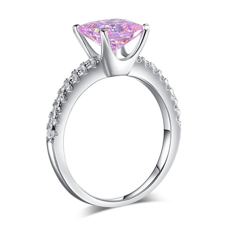 1.5 Ct Fancy Pink Simulated Diamond 925 Sterling Silver Wedding Ring Promise Anniversary Xfr8246