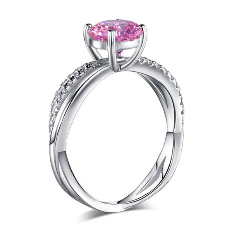 My-jewels Fancy Pink Simulated Diamond Ring, 1.25 Ct