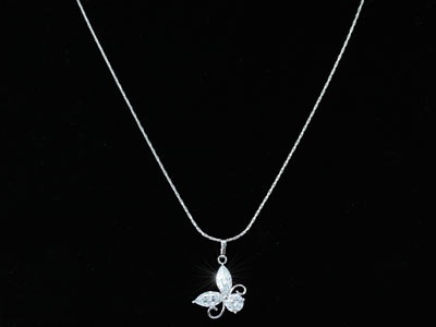 3.5 Carat Butterfly Created Diamond Pendant Necklace