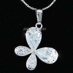 6 Carat Pear Cut Created Diamond Butterfly Pendant & Necklace
