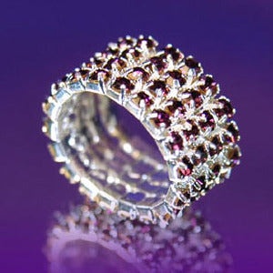 4 Row Purple Stretch Bridal Fashion Rhinestone Ring