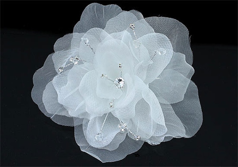 Bridal Wedding Fascinator White Handmade Hair Flower