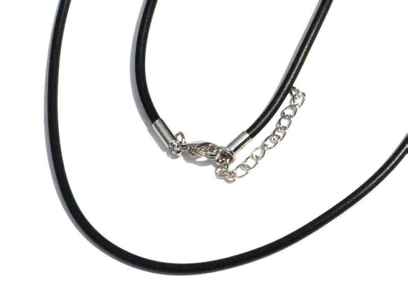 New 2Mm 18.5 Black Rubber Necklace With 1.5 Inch Extender