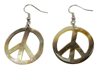 Genuine Hand Made Shell Peace Symbol Earrings