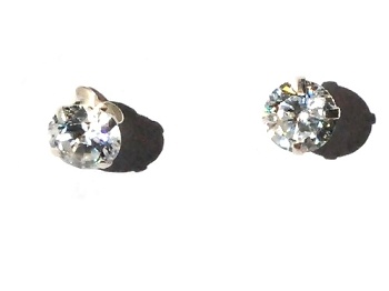 Sterling Silver Clear 7Mm Cz Cubic Zirconia Stud Earrings
