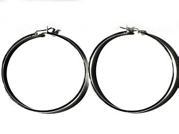 Sterling Silver Italian Pin Catch 2 Inch Hoop Earrings