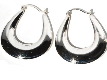 Sterling Silver Contemporary U Safety Pin Catch Hoops Earrings