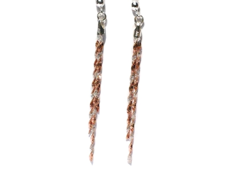 3 Twisted Rose Gold Overlay And Sterling Silver Strands Earrings