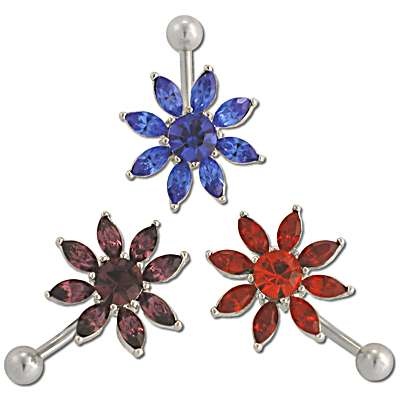 Banana 9 Cubic Zirconia Flower Body Jewelry
