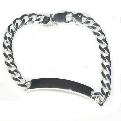 Sterling Silver Italian 8 Inch Id Bracelet 6.5Mm Wide