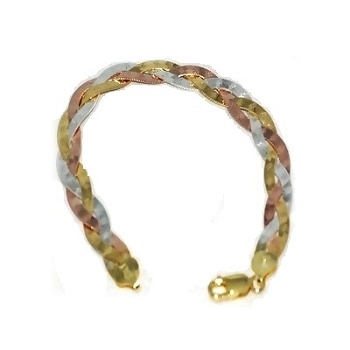 8-Inch Tri-Color 8mm Sterling Silver Vermeil Bracelet
