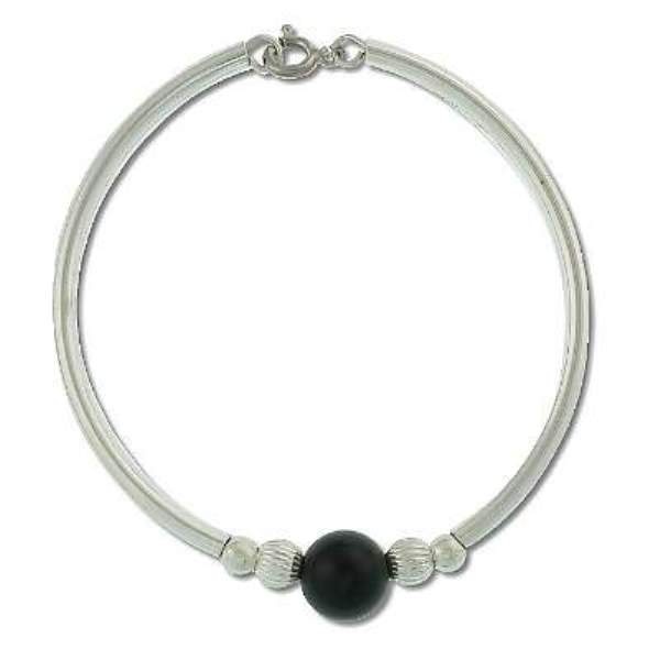 Handmade Sterling Silver 925 Bracelet with Black Onyx Bead