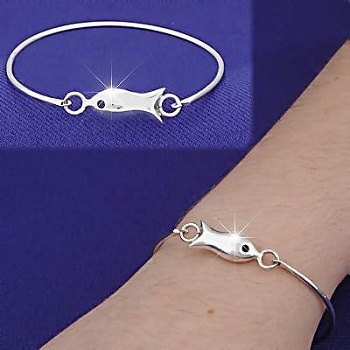 New Sterling Silver 925 Fish Bracelet