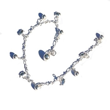 Sterling Silver 925 Chimming Balls And Bunny Anklet / Bracelet