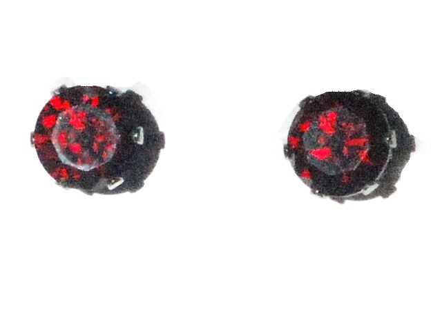 6 mm Red Garnet CZ Cubic Zirconia Stud Earrings