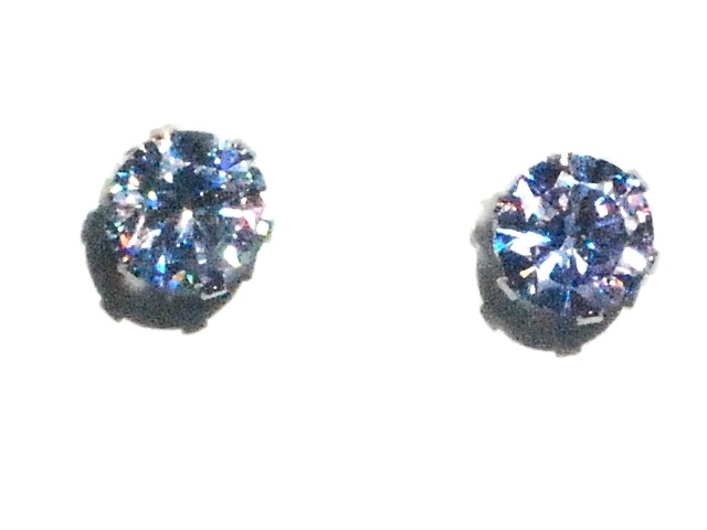 6mm Light Blue-Tint CZ Stud Earrings