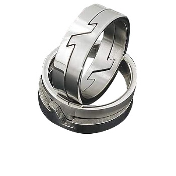 Men's 316L Stainless Steel Interlocking Jigsaw Puzzle 8 Mm Band Ring