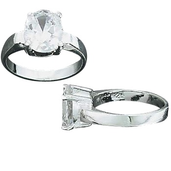 Sterling Silver Oval Cz Cubic Zirconia 4-Prong Solitaire Ring