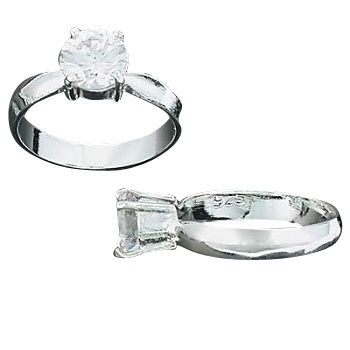 Sterling Silver Round Cz Cubic Zirconia Solitaire Ring