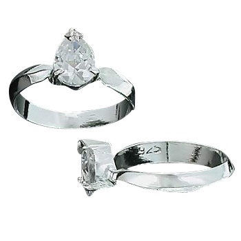 Sterling Silver Pear-Shaped CZ Solitaire Ring