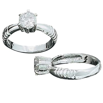 Sterling Silver Cz Cubic Zirconia Solitaire Ring With Side Cuts