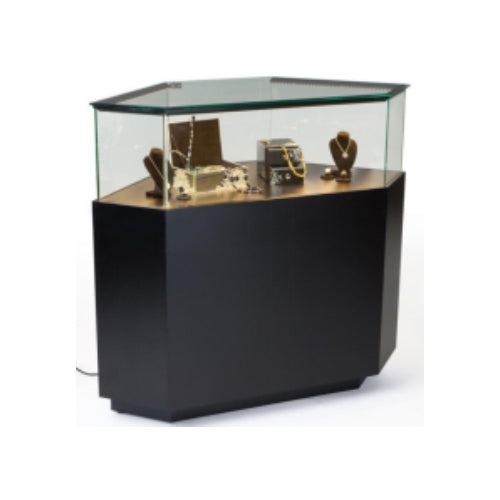 Triangular Dark Wooden Showcase - 44" X 21 1/4" X 42"